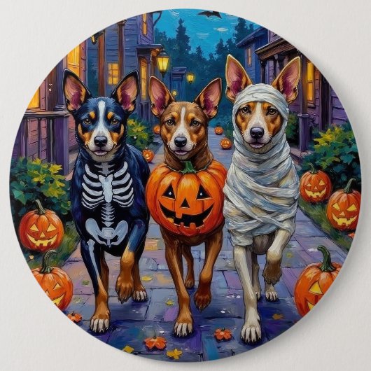 Australische Rinder-Trick-or-Treating zu Halloween Button (Vorderseite)