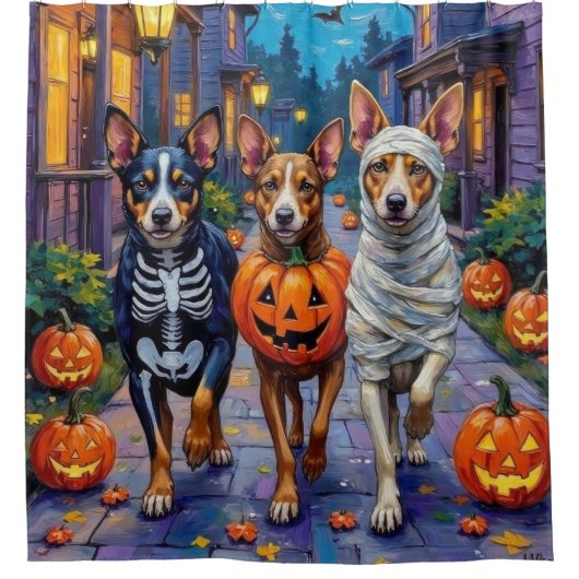 Australische Rinder-Trick-or-Treating zu Halloween Duschvorhang (Vorderseite)