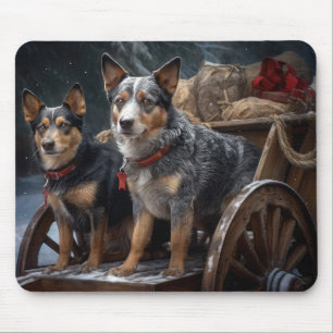 Australische Rinder Verschneite Schlitten Weihnach Mousepad