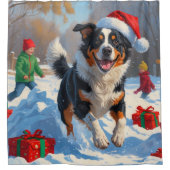 Australische Rinder Weihnachts-Schneeszene Duschvorhang (Vorderseite)