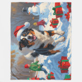 Australische Rinder Weihnachts-Schneeszene Fleecedecke (Vorderseite)