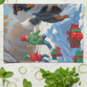 Australische Rinder Weihnachts-Schneeszene Geschirrtuch (Gefaltet)