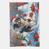 Australische Rinder Weihnachts-Schneeszene Geschirrtuch (Vertikal)