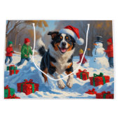 Australische Rinder Weihnachts-Schneeszene Große Geschenktüte (Vorderseite)