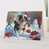 Australische Rinder Weihnachts-Schneeszene Karte (Vorderseite)