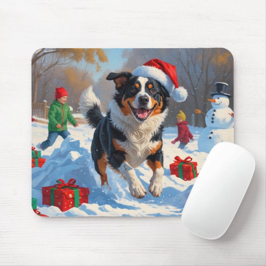 Australische Rinder Weihnachts-Schneeszene Mousepad (Mit Mouse)