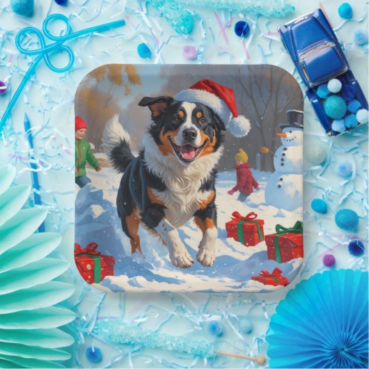 Australische Rinder Weihnachts-Schneeszene Pappteller (Party)