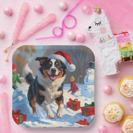 Australische Rinder Weihnachts-Schneeszene Pappteller (Party)