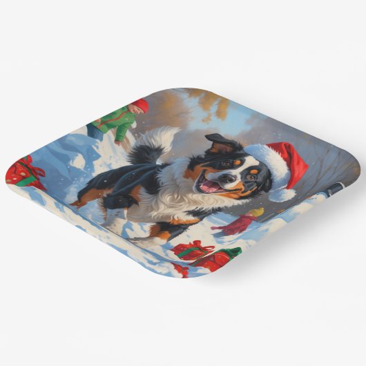 Australische Rinder Weihnachts-Schneeszene Pappteller (Gewinkelt)