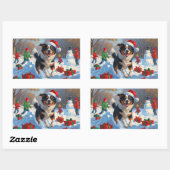 Australische Rinder Weihnachts-Schneeszene Rechteckiger Aufkleber (Blatt)