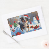 Australische Rinder Weihnachts-Schneeszene Rechteckiger Aufkleber (Umschlag)