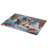 Australische Rinder Weihnachts-Schneeszene Schneidebrett (Ecke)