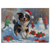 Australische Rinder Weihnachts-Schneeszene Schneidebrett (Vorderseite)