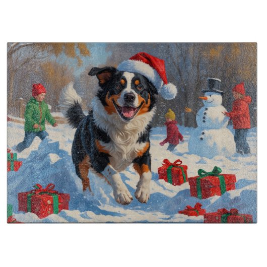 Australische Rinder Weihnachts-Schneeszene Schneidebrett (Vorderseite)