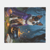 Australische Rinder-Whimsical Halloween-Malerei Fleecedecke (Vorderseite (Horizontal))