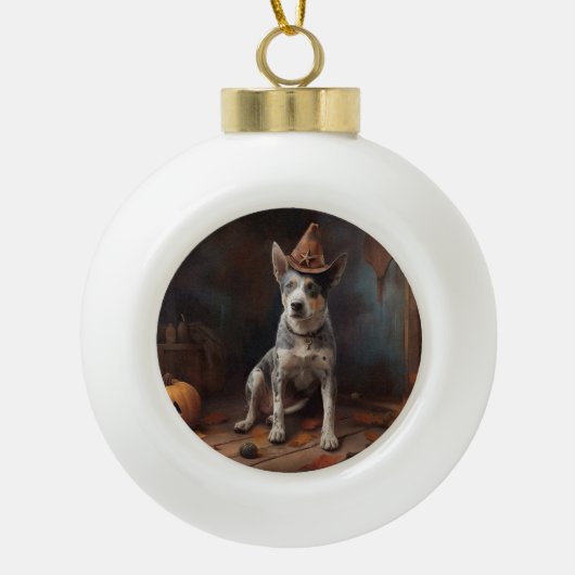 Australische Rinderpumpen Halloween Beängstigend Keramik Kugel-Ornament (Vorderseite)