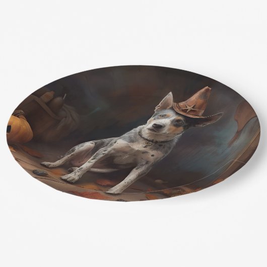 Australische Rinderpumpen Halloween Beängstigend Pappteller (Schrägansicht)