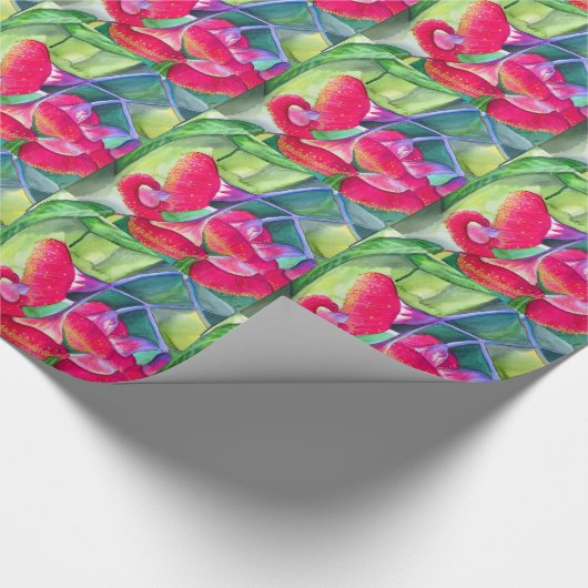 Australische Rot Blütengummi Aquarellkunst Geschenkpapier (Ecke)