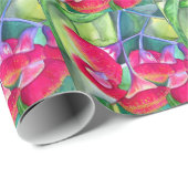 Australische Rot Blütengummi Aquarellkunst Geschenkpapier (Rolleneckpunkt)