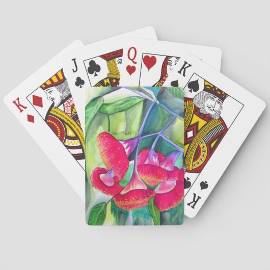 Australische Rot Blütengummi Aquarellkunst Spielkarten (Rückseite)