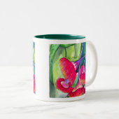 Australische Rot Blütengummi Aquarellkunst Zweifarbige Tasse (VorderseiteRechts)