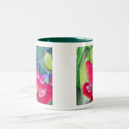 Australische Rot Blütengummi Aquarellkunst Zweifarbige Tasse (Mittel)