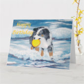 Australische Schäfer-alles- Gute zum Karte (Gelbe Blume)