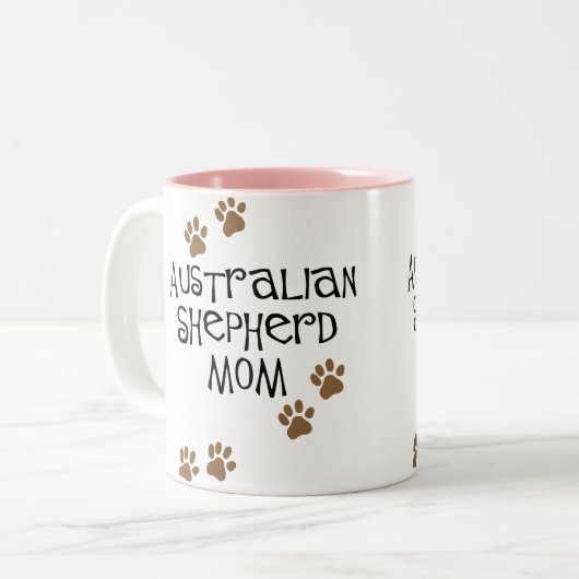 Australische Schäfer-Mama Zweifarbige Tasse (Vorderseite Links)