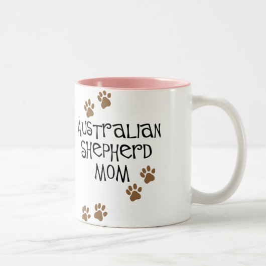 Australische Schäfer-Mama Zweifarbige Tasse (Rechts)