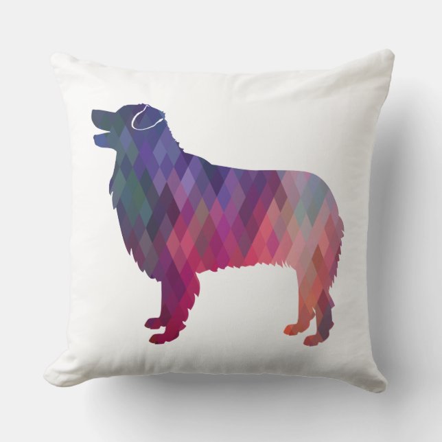 Australische Schäfergeometrische Silhouette Rosa Kissen (Vorderseite)