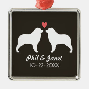 Australische Schäferhund-Silhouetten Paar Benutzer Silbernes Ornament