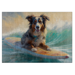Australische Schäferhund-Strand-Surfing-Malerei Schneidebrett