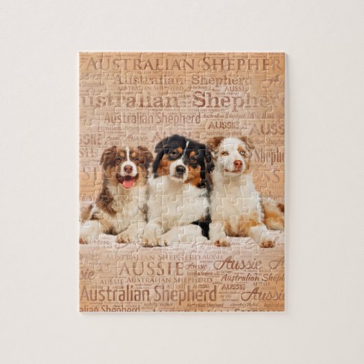 Australische Schäferhunde auf Wort-Wolke 1 Puzzle (Vertikal)
