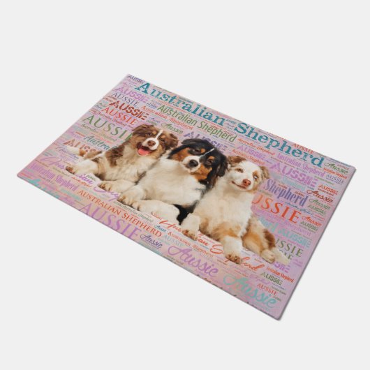 Australische Schäferhunde auf Wort-Wolke 2 Fußmatte (Schrägansicht)