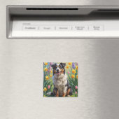 Australische Schäferhunde Dog Spring Blumen Malere Magnet (In Situ (Geschirrspüler))