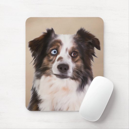 Australische Schäferhunde - Ölgemälde Mousepad (Mit Mouse)