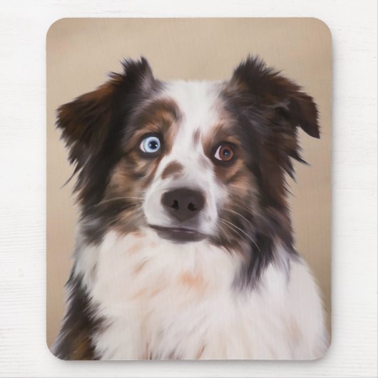 Australische Schäferhunde - Ölgemälde Mousepad (Vorne)