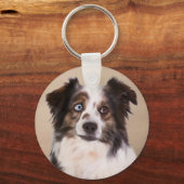Australische Schäferhunde - Ölgemälde Schlüsselanhänger (Vorderseite)