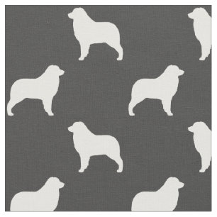 Australische Schäferhunde-Silhouetten Grau und Wei Stoff