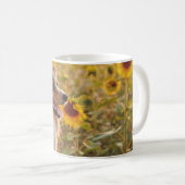 Australische Schäferhunde und Sonnenblumen Kaffeetasse (VorderseiteRechts)