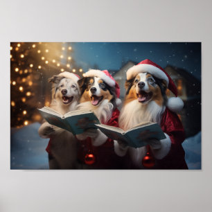 Australische Schäferhunde Weihnachts-Weihnachtsfei Poster