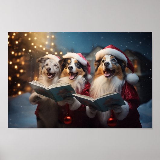 Australische Schäferhunde Weihnachts-Weihnachtsfei Poster (Vorne)