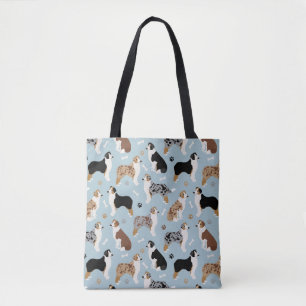 Australische Schäferknochen und Paws Blue Tote Ba Tasche