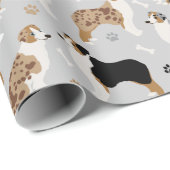 Australische Schäferknochen und -paws Geschenkpapier (Rolleneckpunkt)