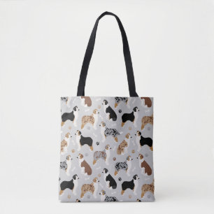 Australische Schäferknochen und Paws Gray Tote Ba Tasche
