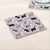 Australische Schäferknochen und -paws Rechteckiger Pappuntersetzer (angewinkelt)