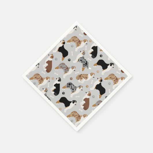 Australische Schäferknochen und -paws Serviette (Ecke)
