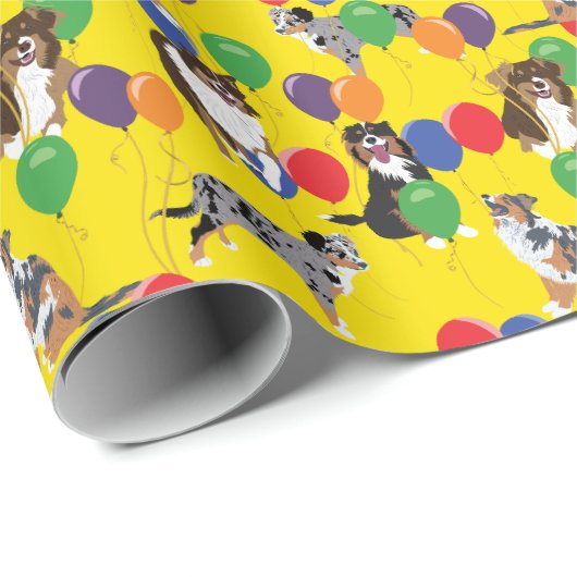 Australische Shelpherie und Party Balloons Geschenkpapier (Rolleneckpunkt)