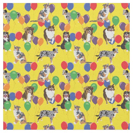 Australische Shelpherie und Party Balloons Stoff (Nahaufnahme)