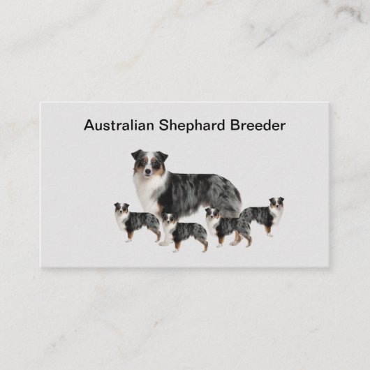 Australische Shephard Dog Breeder Business Cards Visitenkarte (Vorderseite)